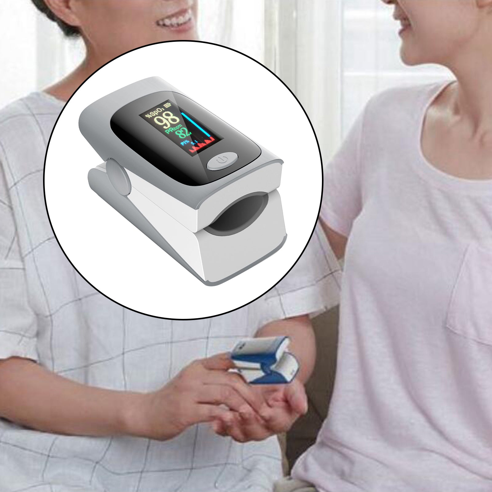 Finger Tip Pulse Oximeter Blood Oxygen Saturation Meter SpO2 Heart Rate Gray