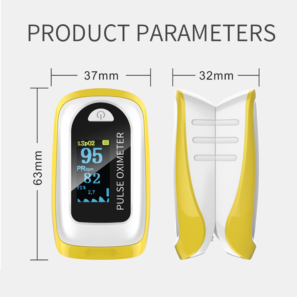 2020 New Fingertip Pulse Oximeter Blood Oxygen Saturation Monitor Yellow