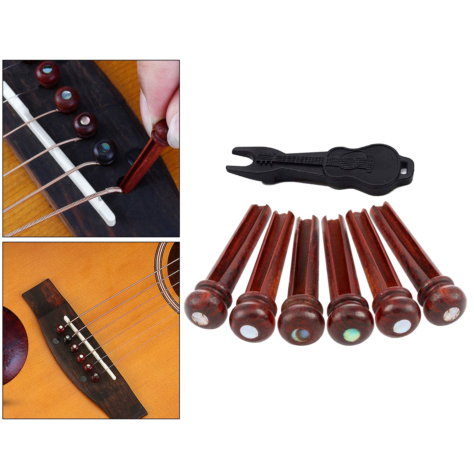 6 Pieces Guitar Bridge Pins Folk Guitars Repair Pegs Ukulele Maintenance Pin