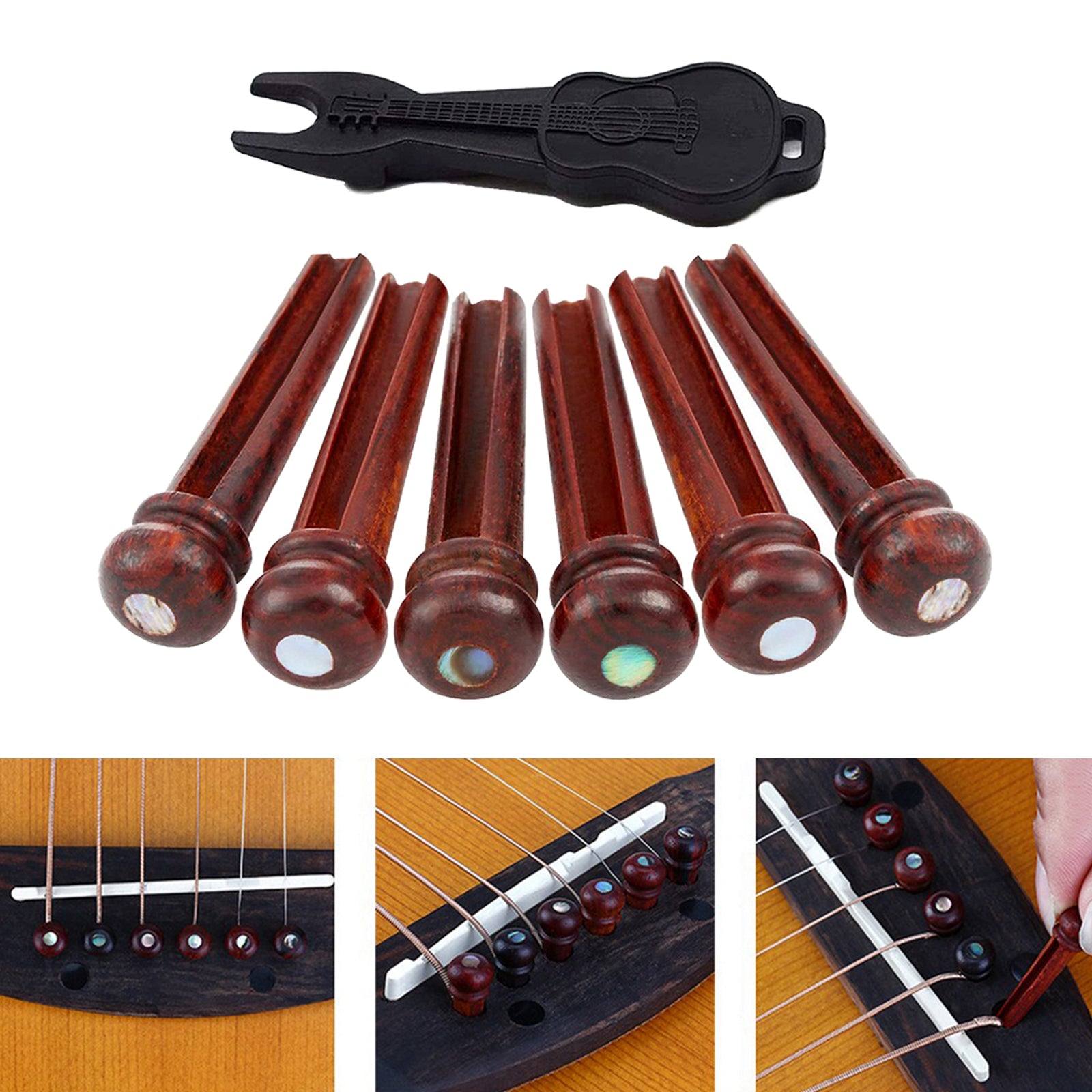 6 Pieces Guitar Bridge Pins Folk Guitars Repair Pegs Ukulele Maintenance Pin