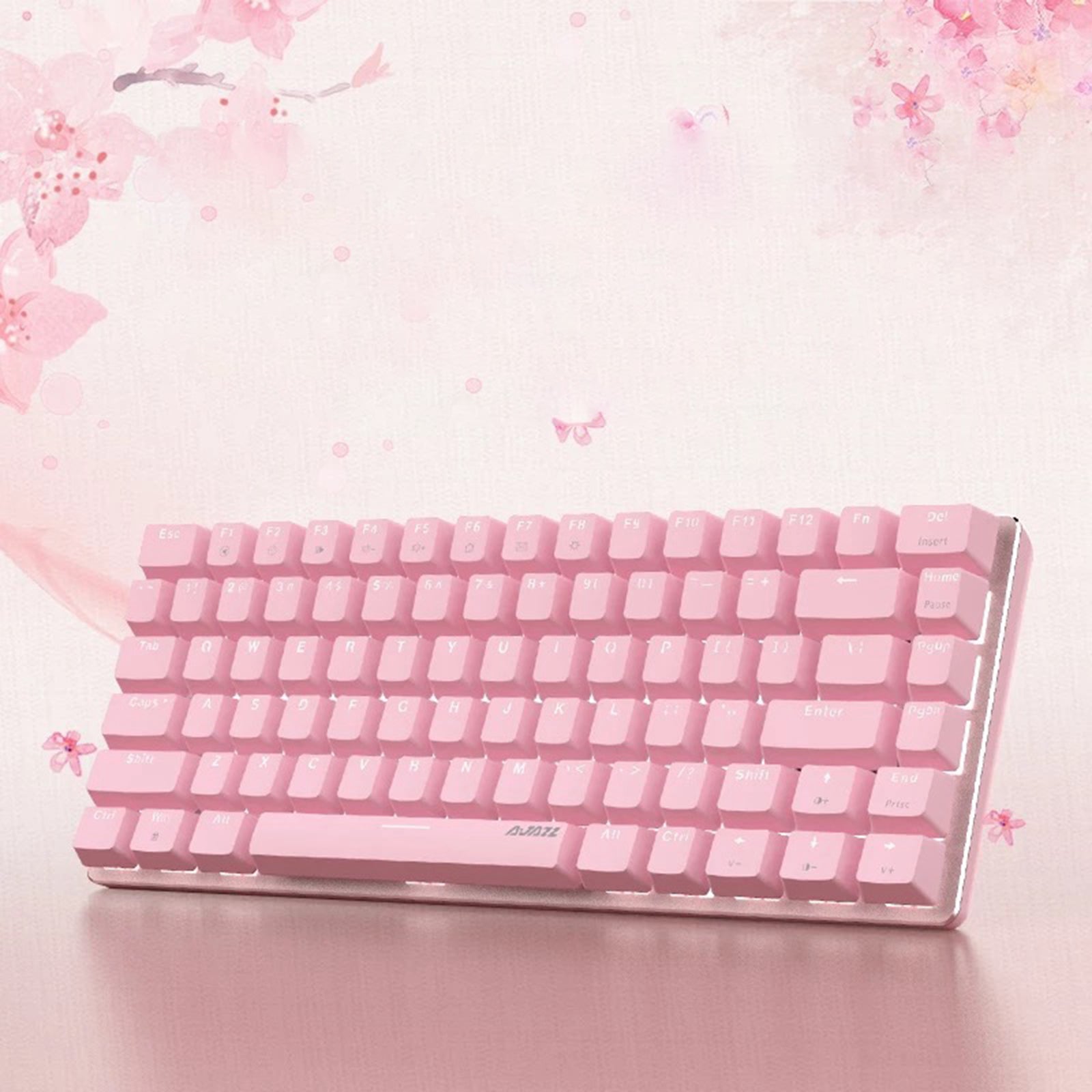 Pink Gaming Wired Keyboard 82 Keys Mini Compact for Desktop Gamer A