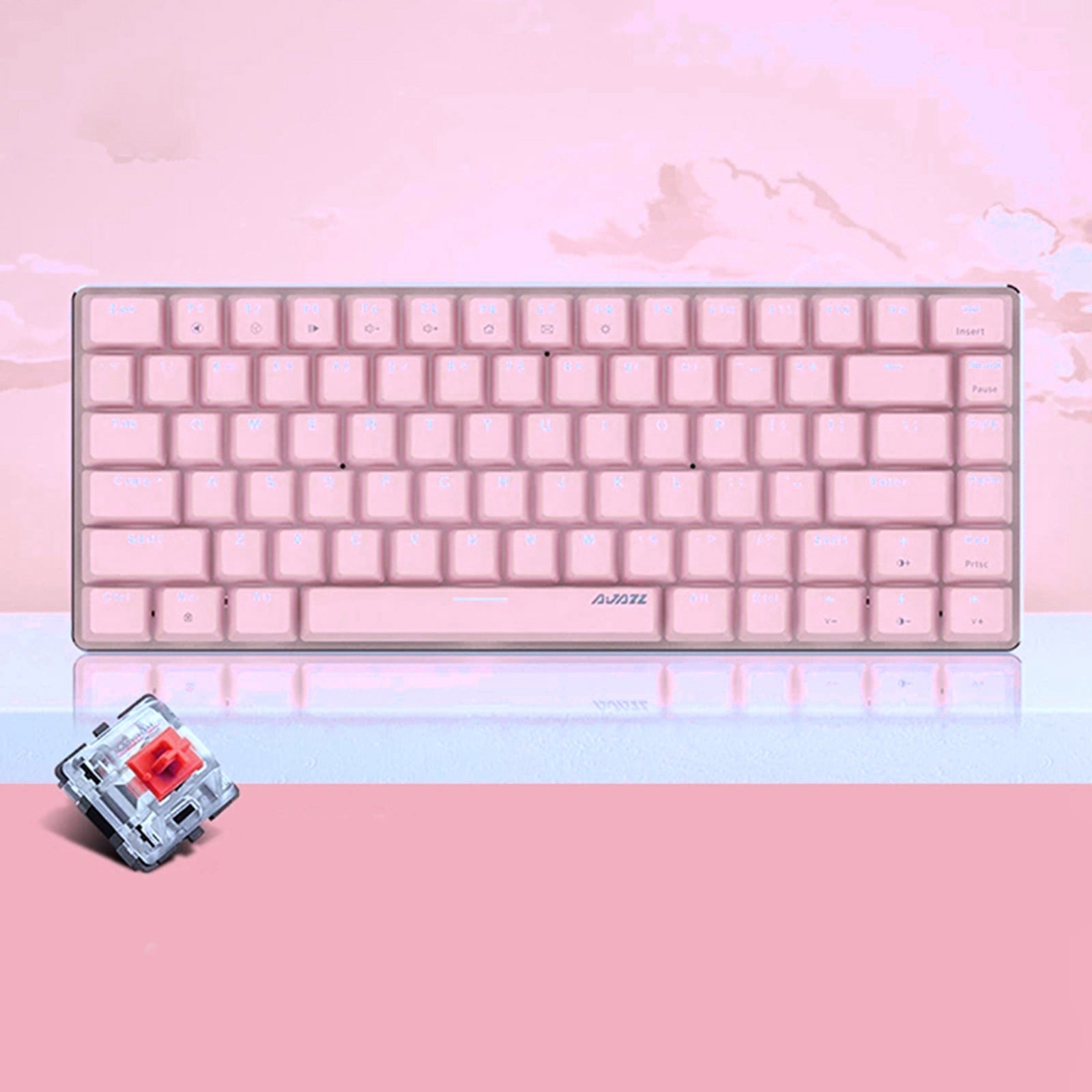 Pink Gaming Wired Keyboard 82 Keys Mini Compact for Desktop Gamer A