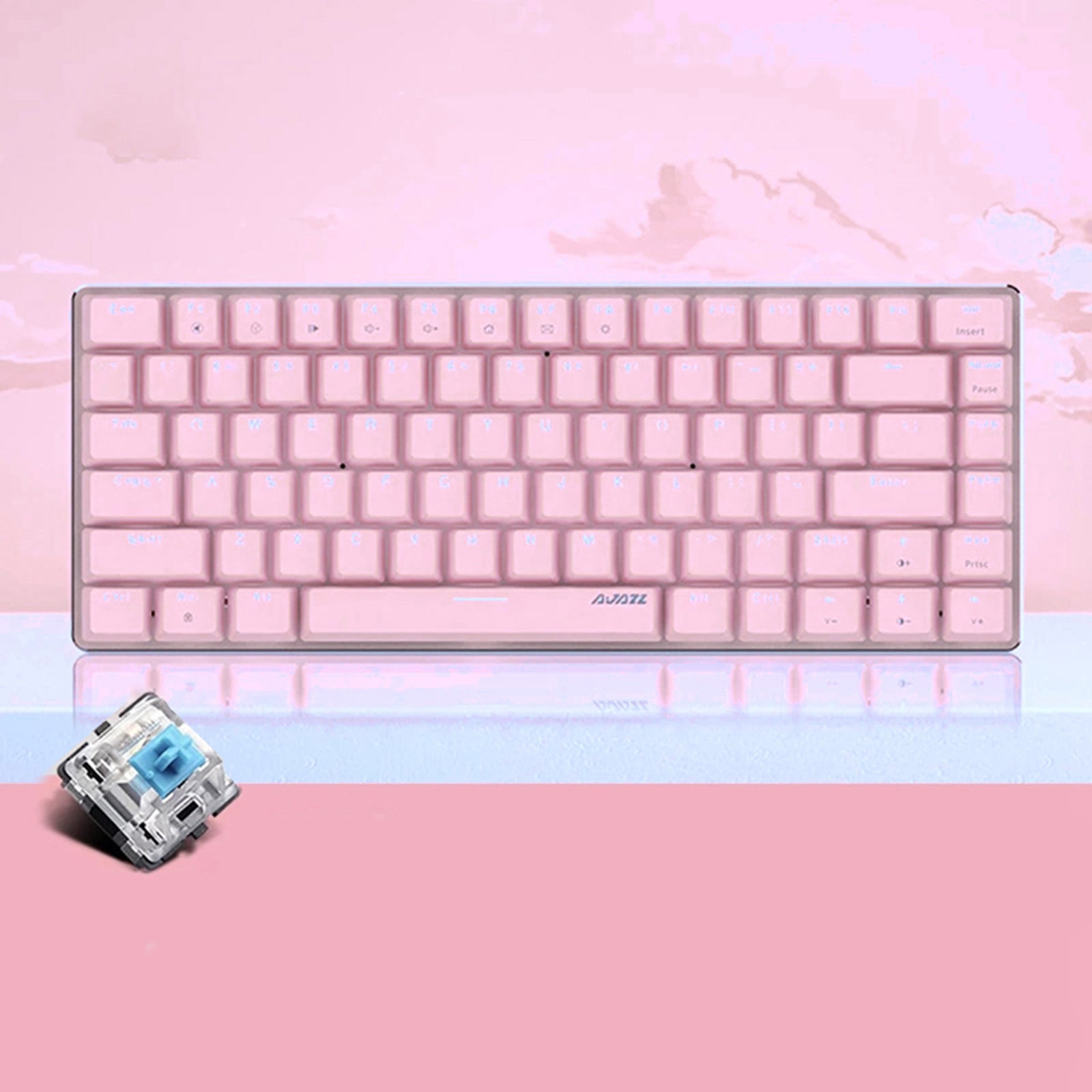 Pink Gaming Wired Keyboard 82 Keys Mini Compact for Desktop Gamer B