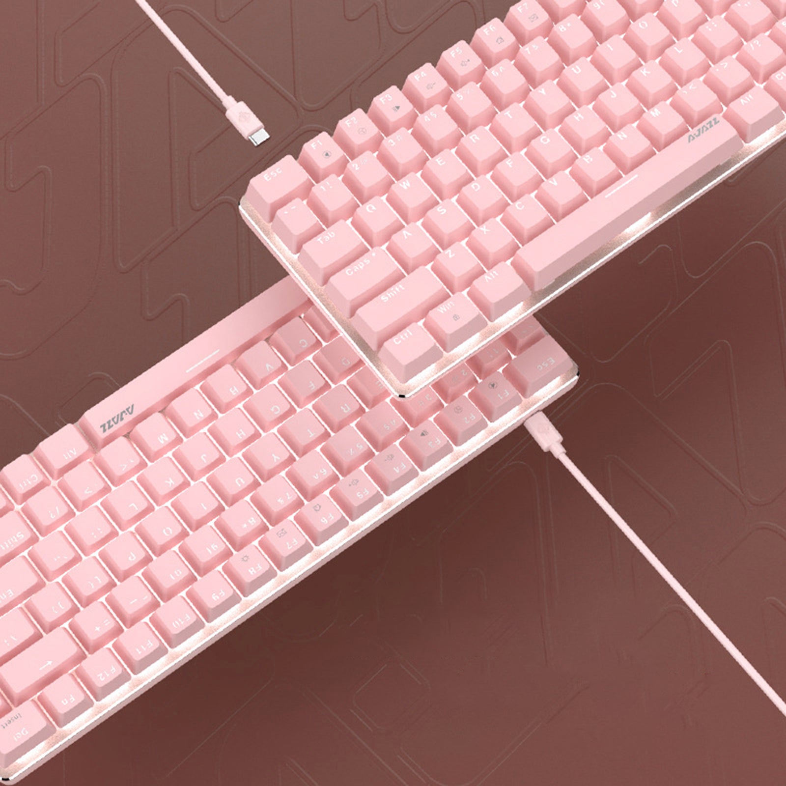 Pink Gaming Wired Keyboard 82 Keys Mini Compact for Desktop Gamer B