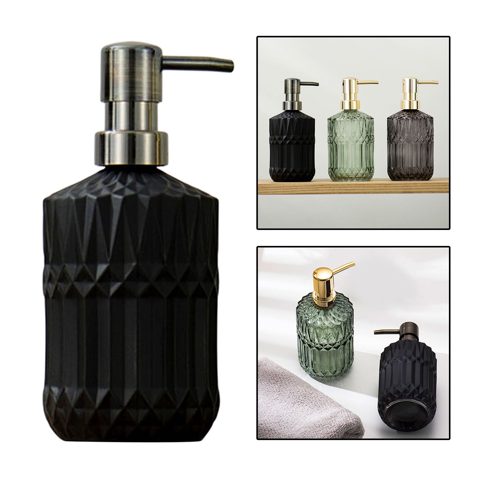 Glass Soap Dispenser Foaming Lotion Cleanser Empty Bottles Black