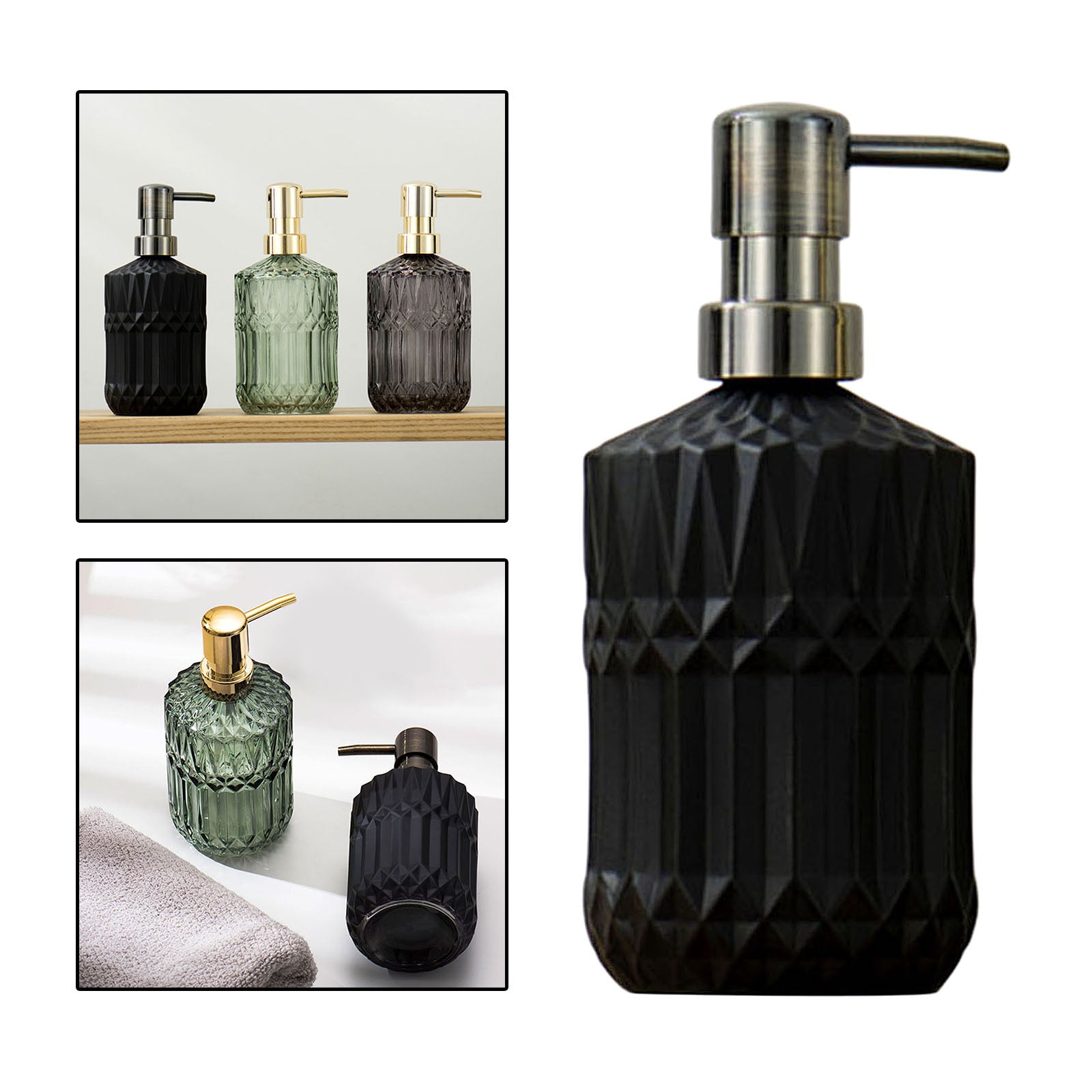 Glass Soap Dispenser Foaming Lotion Cleanser Empty Bottles Black