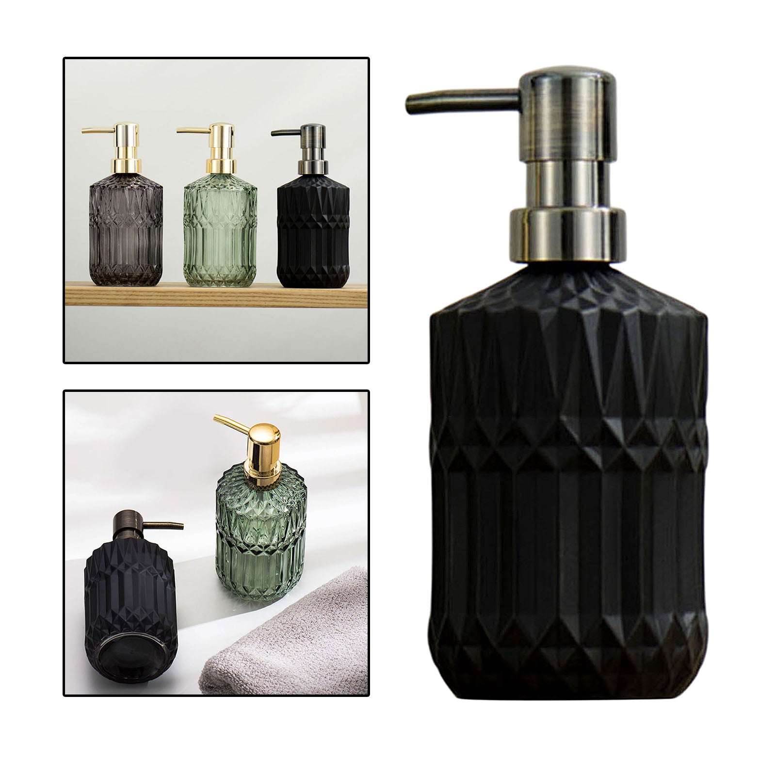 Glass Soap Dispenser Foaming Lotion Cleanser Empty Bottles Black