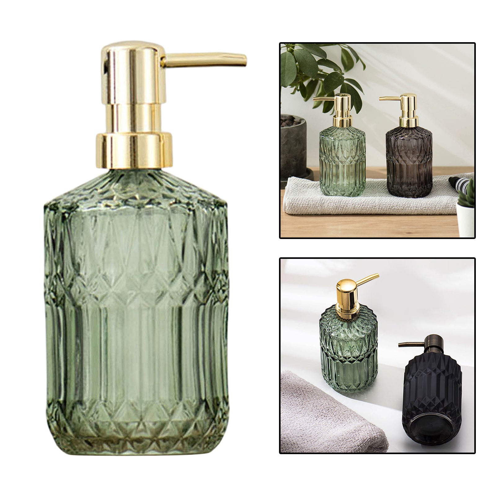 Glass Soap Dispenser Foaming Lotion Cleanser Empty Bottles Green