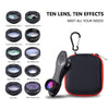 10 in1 Phone Camera Lens Kit Telephoto CPL Radial for Most Phone Camera