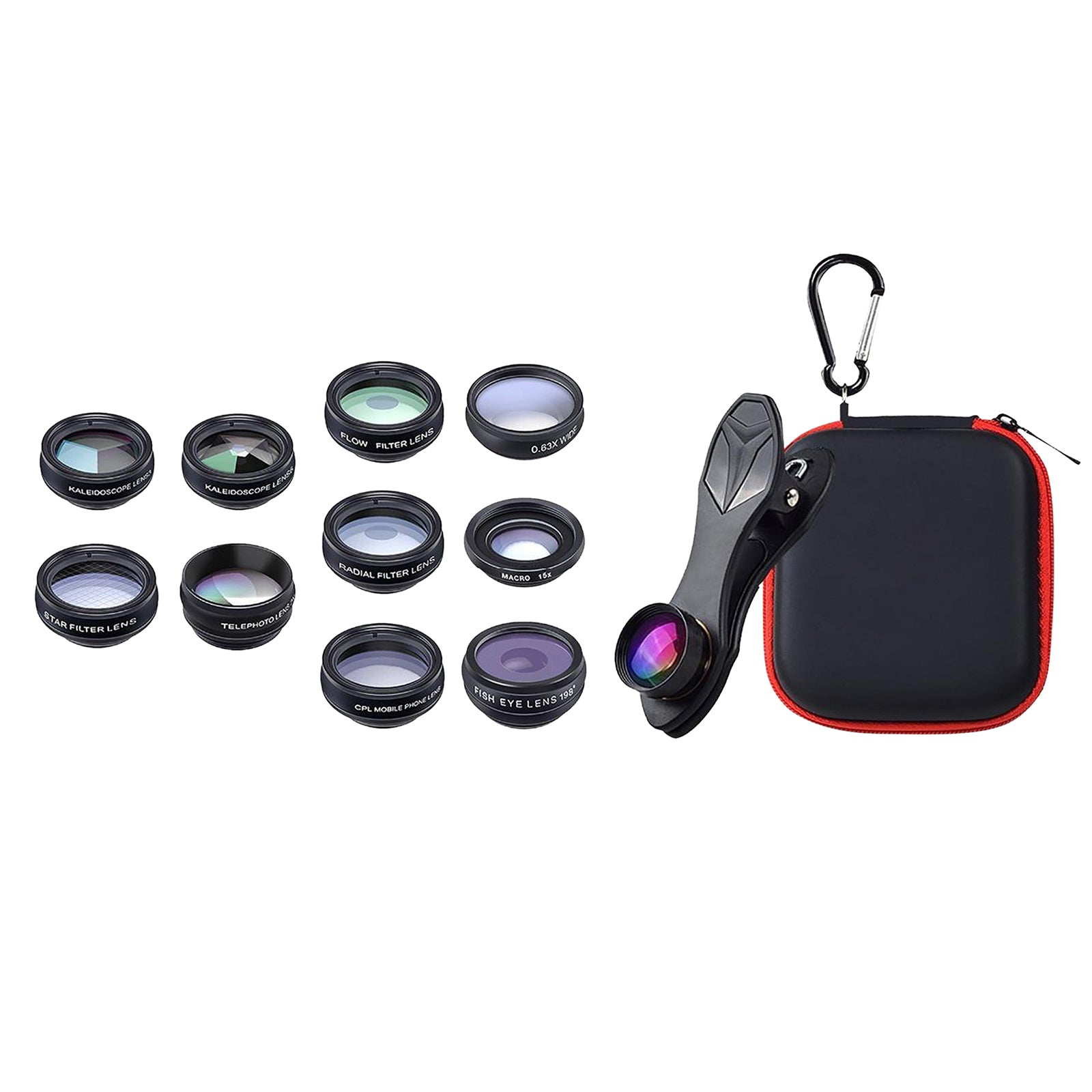 10 in1 Phone Camera Lens Kit Telephoto CPL Radial for Most Phone Camera