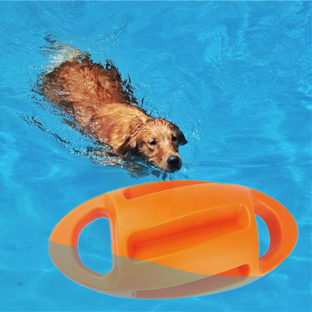 Dog Chew Toy Indestructible Squeaky Ball Training Teething Exercise Orange