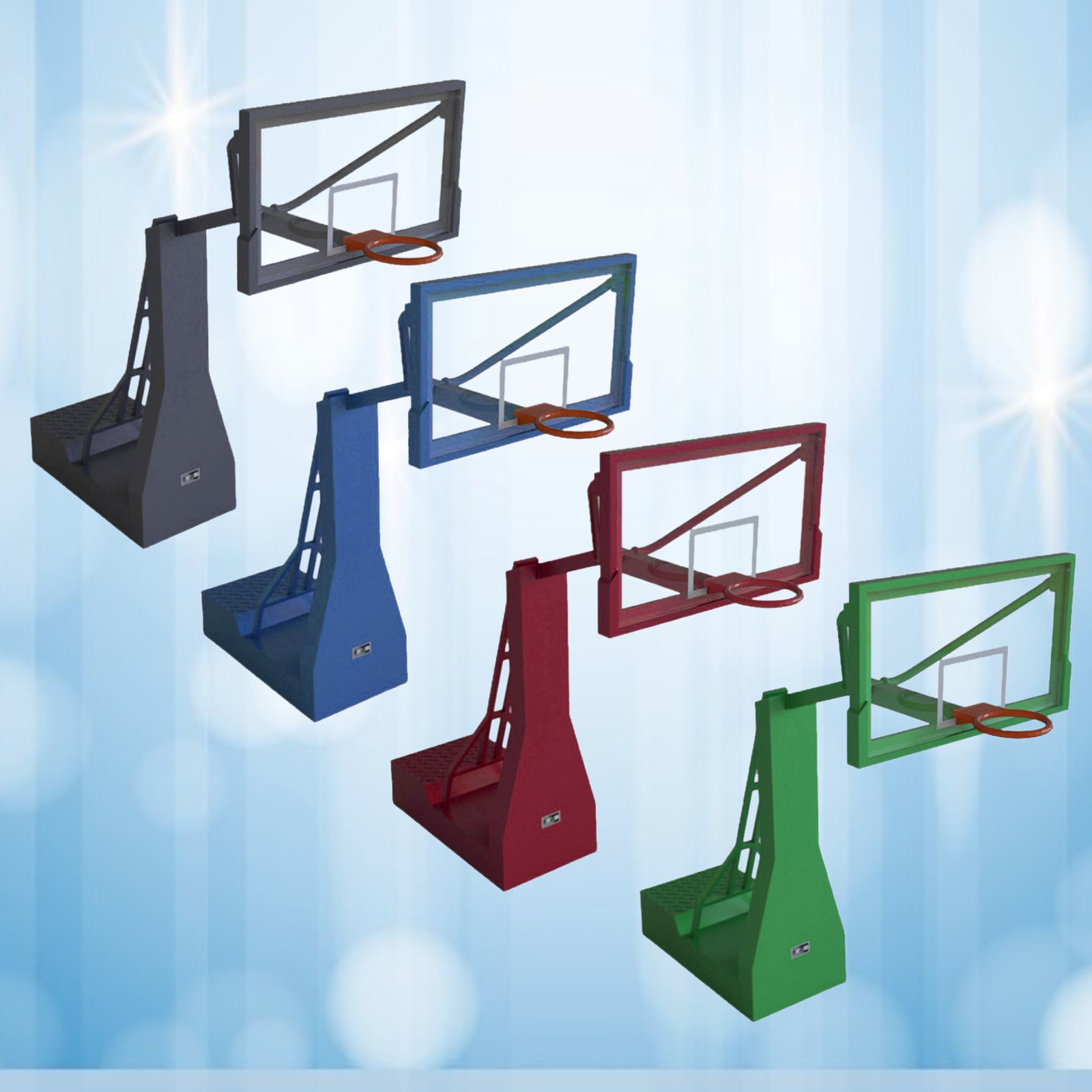 1/32 Plastic Basketball Hoop Model for Action Figures Scene Props Red