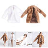 1:6 Scale Female Fur Coat Clothes for 12inch DID Action Figure Accessory White