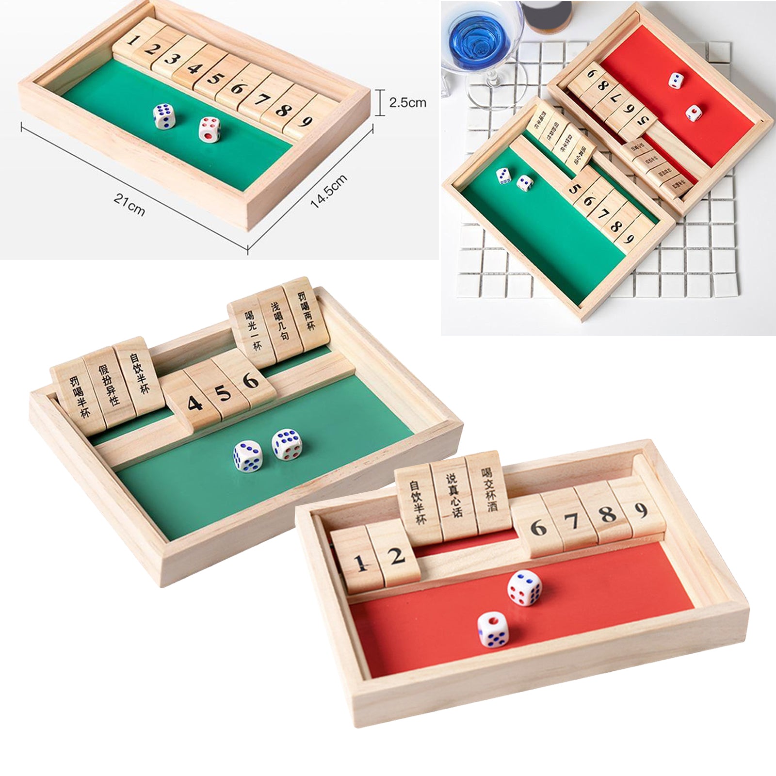 1-2 Player Board Game Wood Shut the Box for Adults Party Bar Drinking Toys