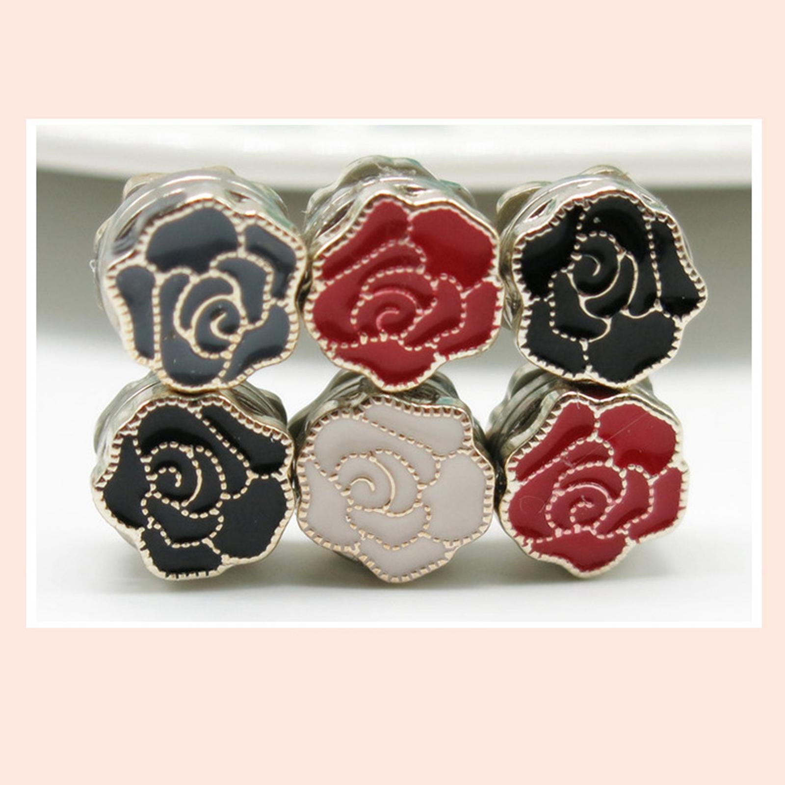 12x Women Mixed Color Flower Brooches Pin Set Muslim Headwear DIY Rose