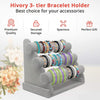 3-Tier Velvet Jewelry Bracelet Watch Display Holder Stand Organizer Grey