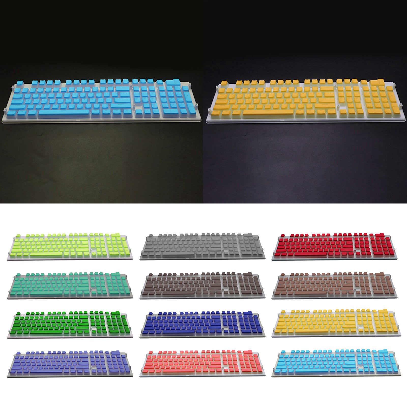 108 Keys Double Shot Pudding Keycaps DIY for Cherry MX Mechanical Keyboard Gray