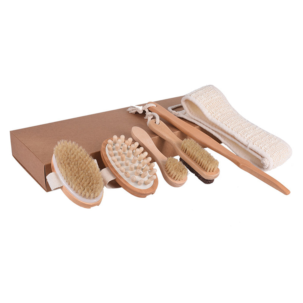 Dry Skin Exfoliating Bath Brush Set Bristle Back Exfoliator Brush Massager