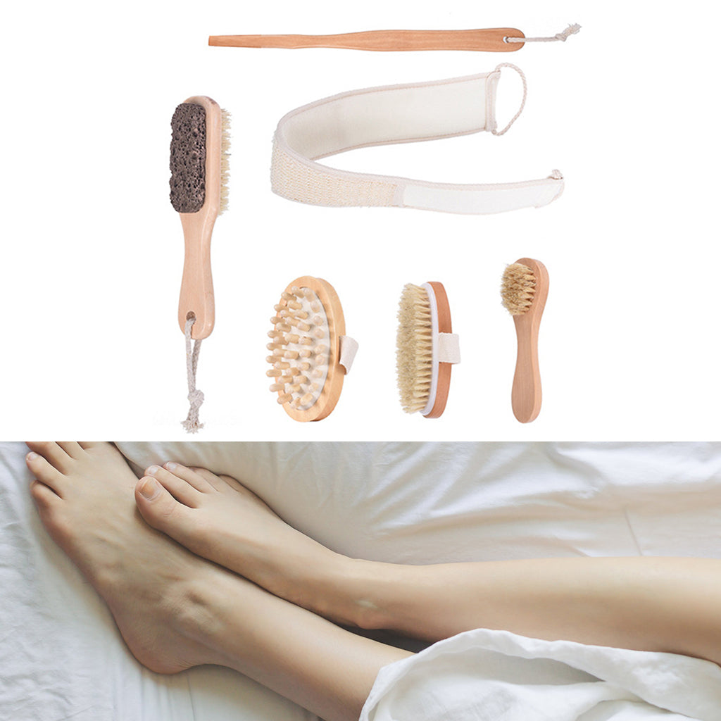 Dry Skin Exfoliating Bath Brush Set Bristle Back Exfoliator Brush Massager