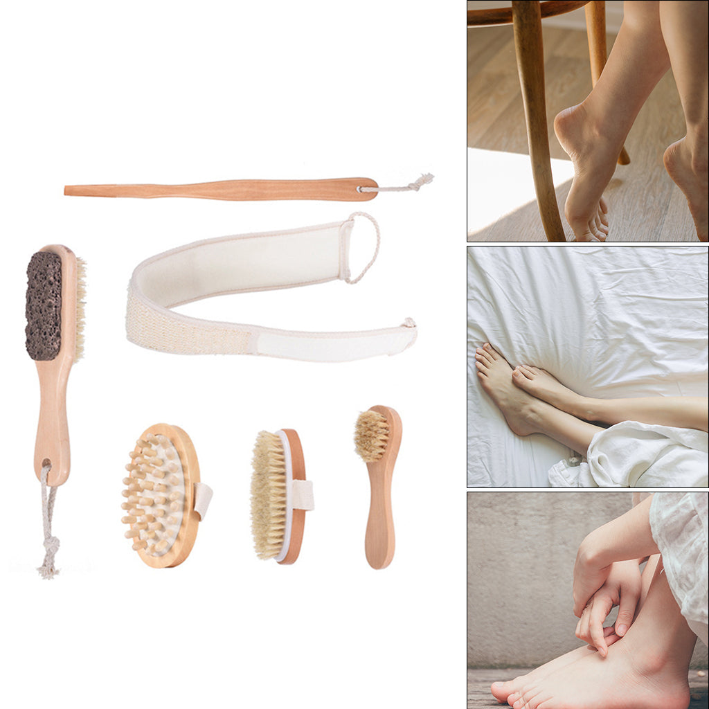 Dry Skin Exfoliating Bath Brush Set Bristle Back Exfoliator Brush Massager