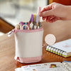 Pen Telescopic Holder Case Portable PU Corduroy Cosmetics Pouch Makeup Bag pink