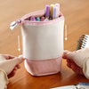 Pen Telescopic Holder Case Portable PU Corduroy Cosmetics Pouch Makeup Bag pink