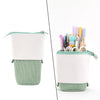 Pen Telescopic Holder Case Portable PU Corduroy Cosmetics Pouch Makeup Bag green