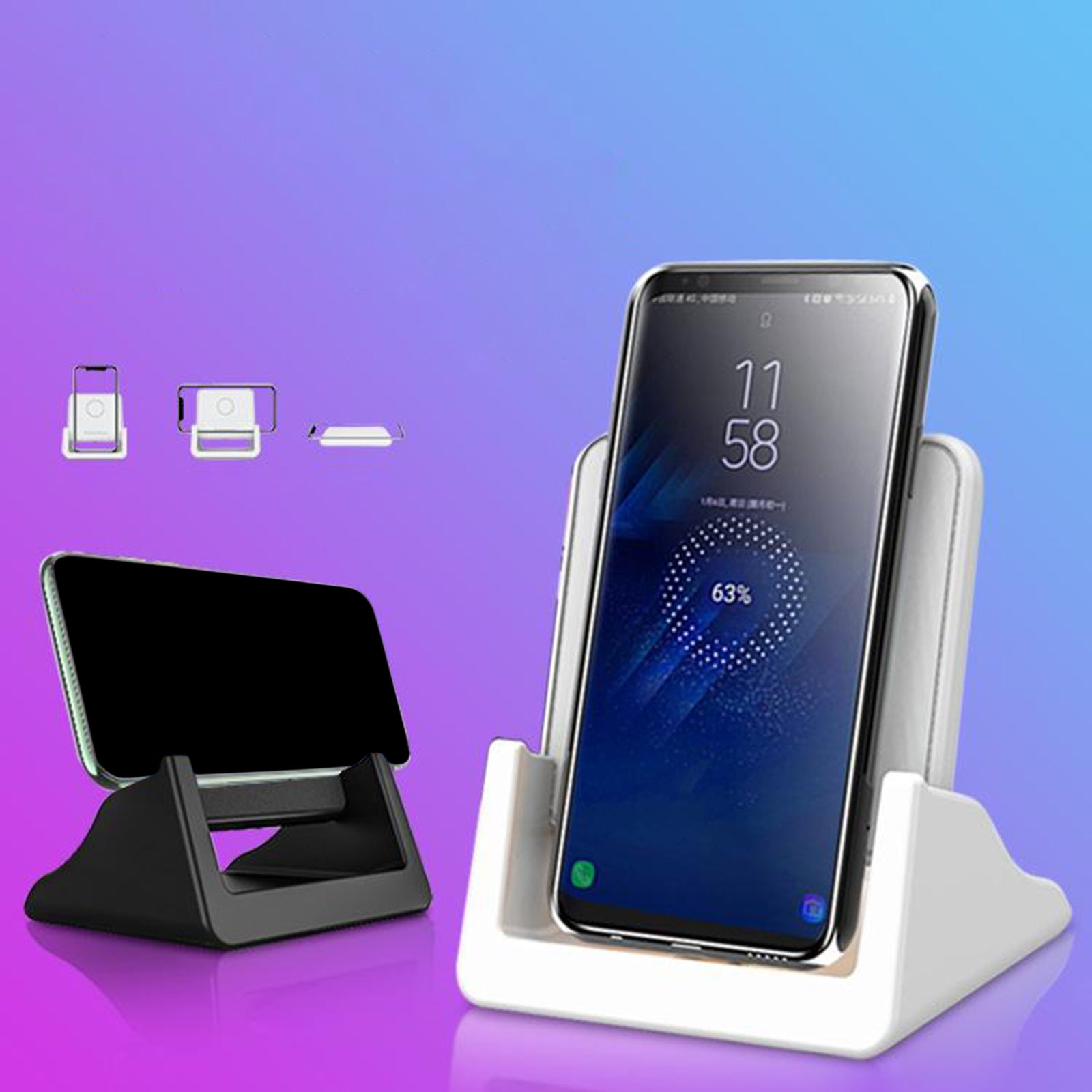 Fast Wireless Charger Charging Stand for iPhone 12/11 Pro/11/XR/XS/X/8 White