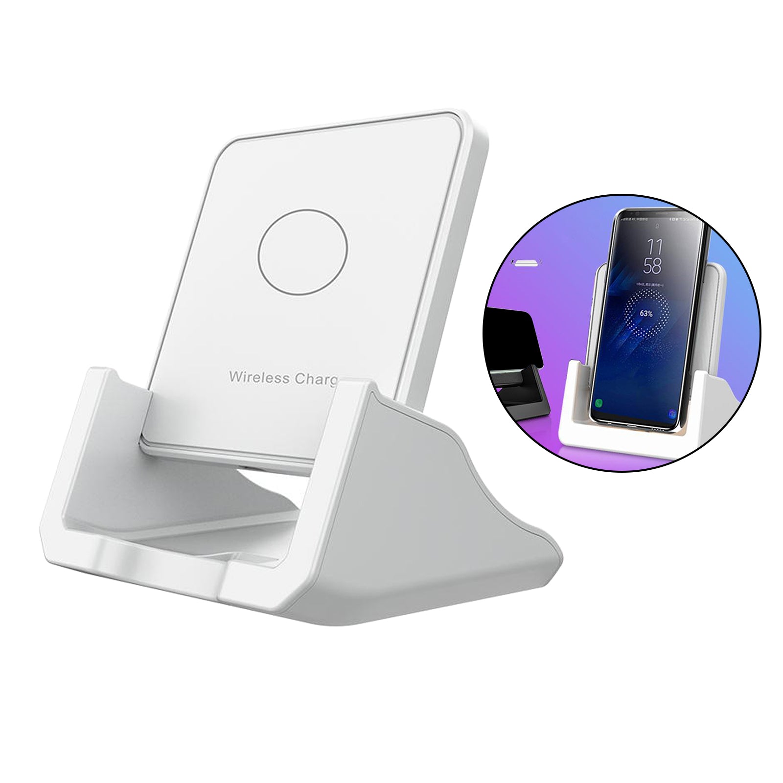 Fast Wireless Charger Charging Stand for iPhone 12/11 Pro/11/XR/XS/X/8 White