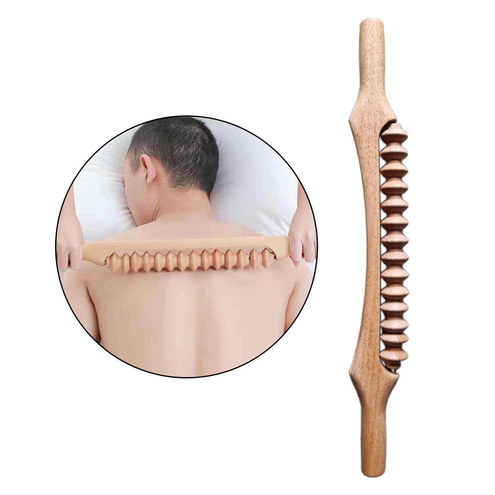 Wood Beech Gua Sha Massage Tool Stick for Release Neck Pain  21inch A