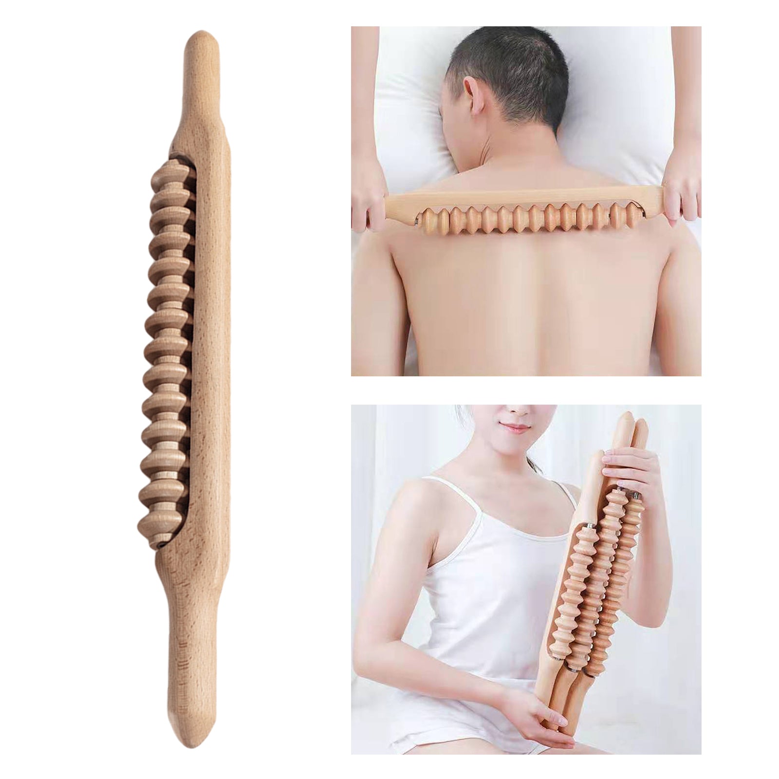 Wood Beech Gua Sha Massage Tool Stick for Release Neck Pain  19inch