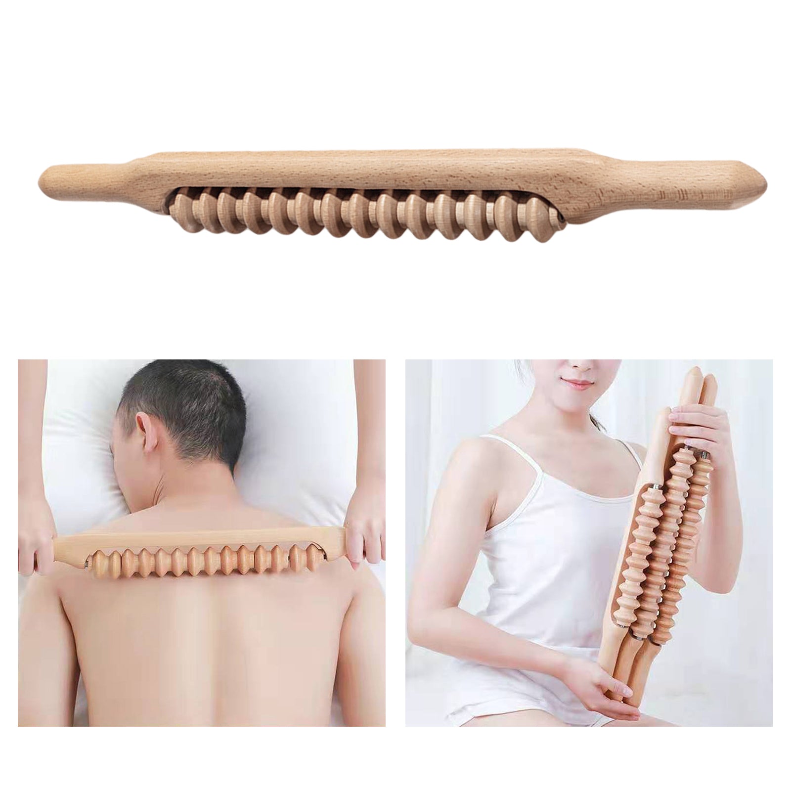 Wood Beech Gua Sha Massage Tool Stick for Release Neck Pain  19inch