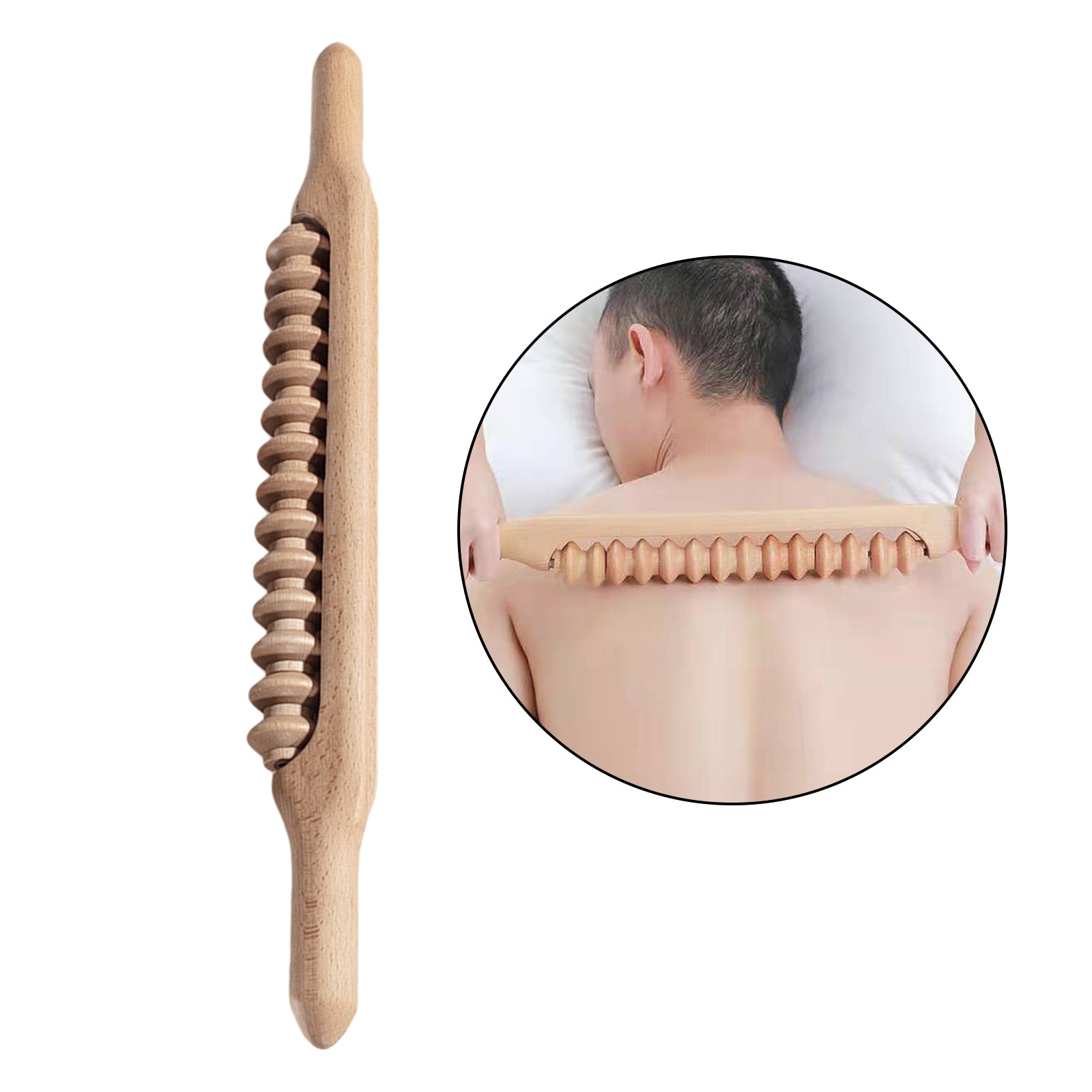 Wood Beech Gua Sha Massage Tool Stick for Release Neck Pain  19inch