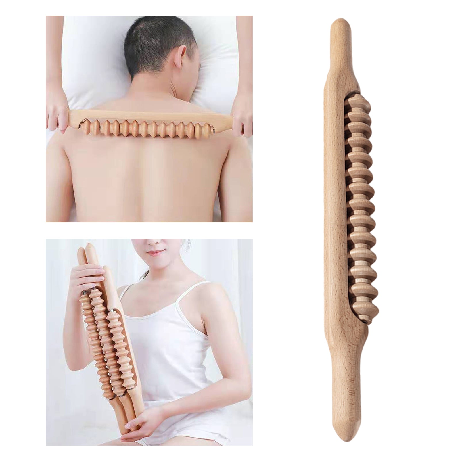 Wood Beech Gua Sha Massage Tool Stick for Release Neck Pain  21inch B