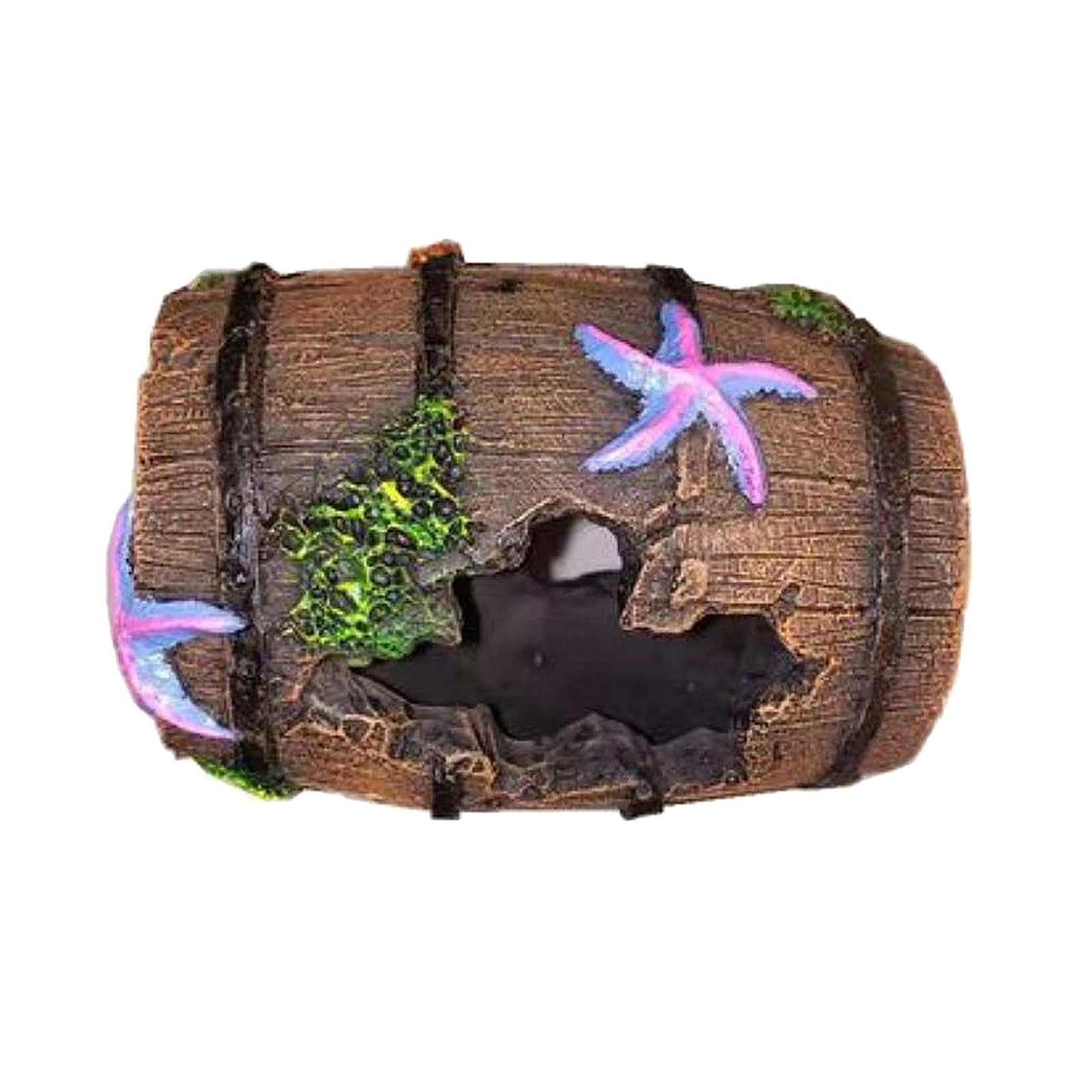 Aquarium Fish Tank Artificial Barrel Resin Ornament Cave Landscaping Decor