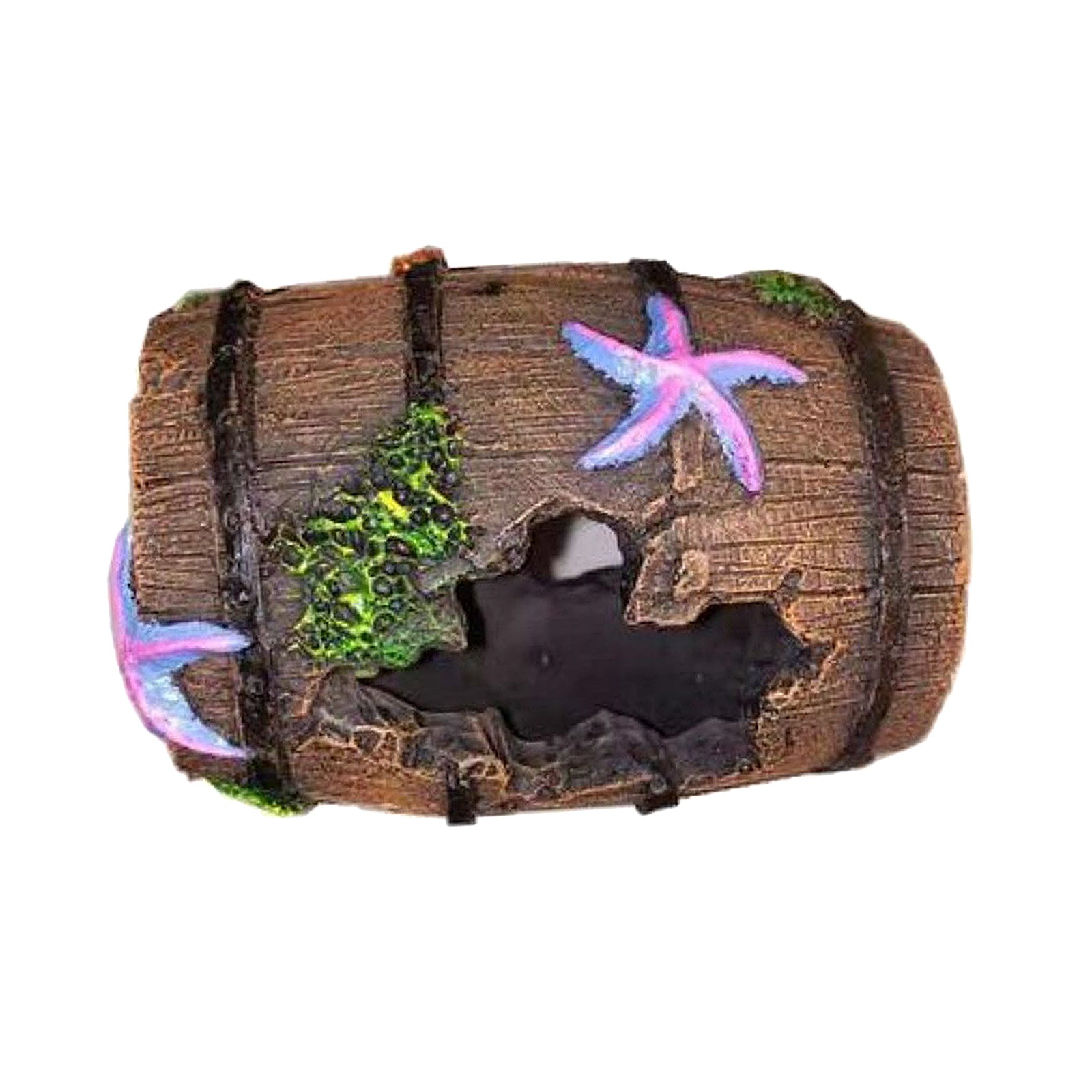 Aquarium Fish Tank Artificial Barrel Resin Ornament Cave Landscaping Decor