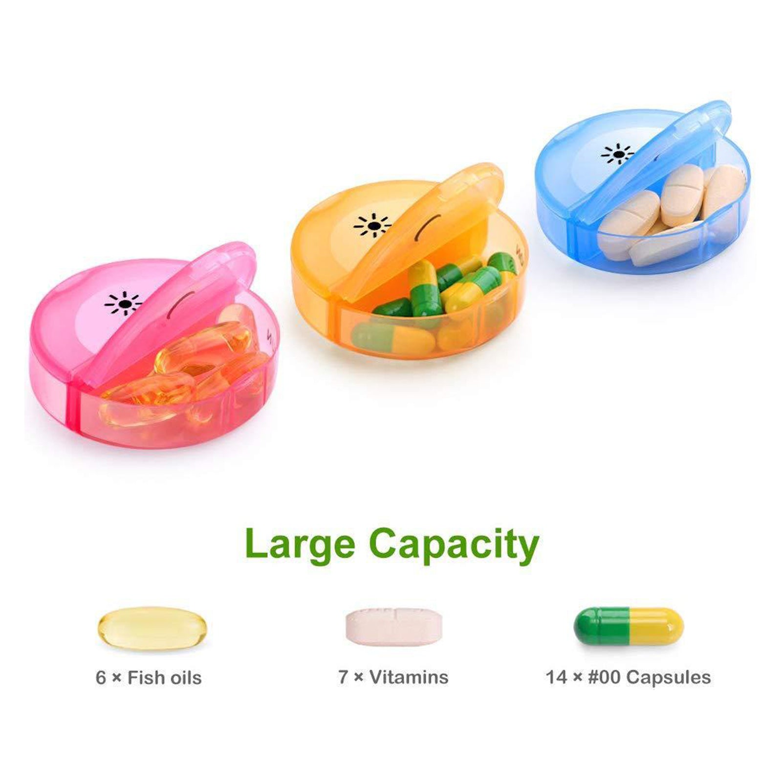 Twice-a-Day Weekly Pill Organizer 7 Day 2 Times a Day for Pills Vitamin