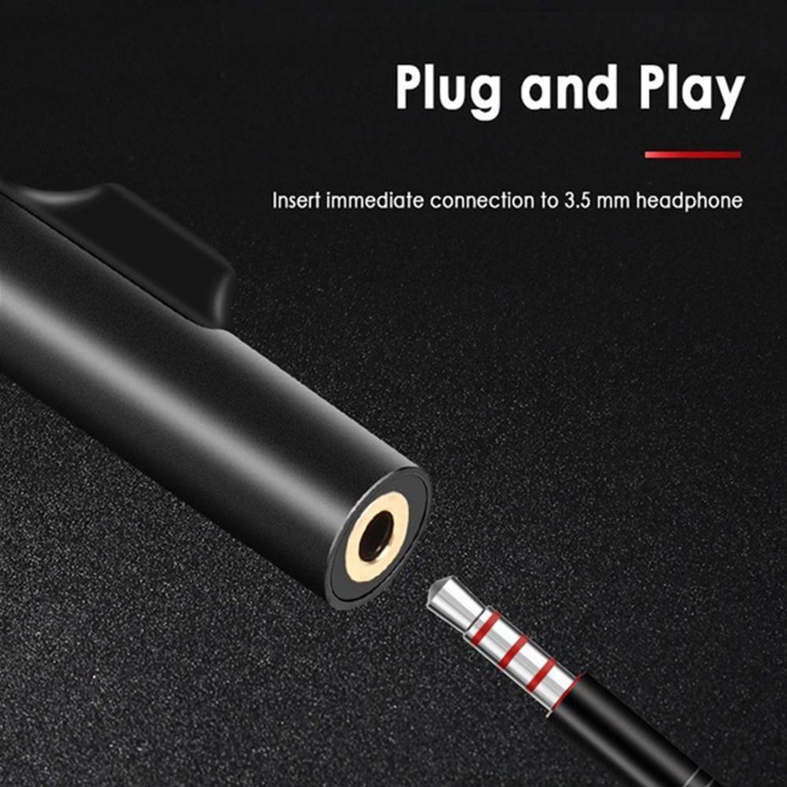 2-in-1 USB-C PD Headphone Jack Adapter for Aux Stereo Earphones black