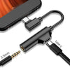 2-in-1 USB-C PD Headphone Jack Adapter for Aux Stereo Earphones black