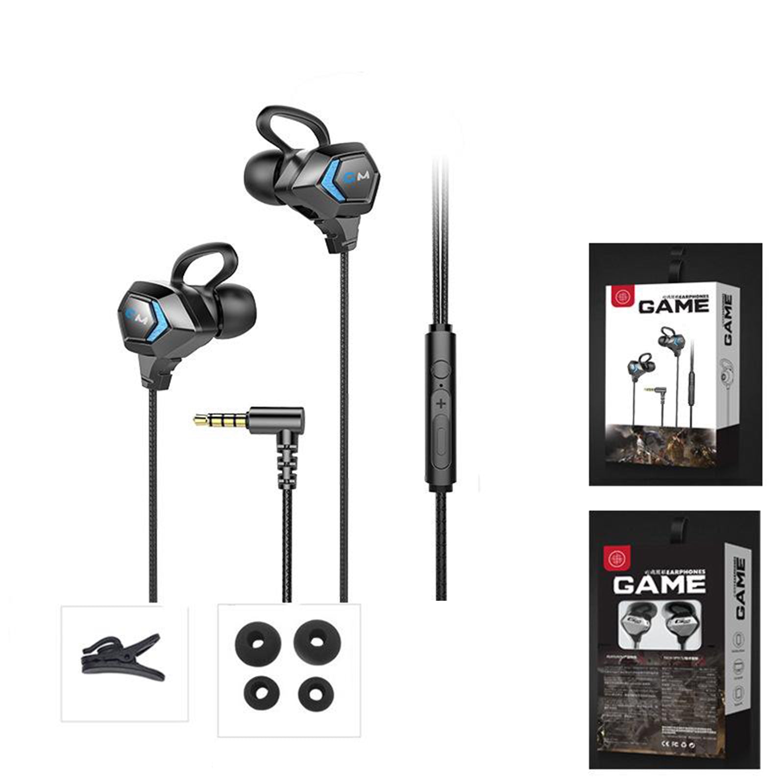 E-Sport Wired In-Ear Gaming Earphone with Adjustable Mic for Xbox, Laptop, Blue