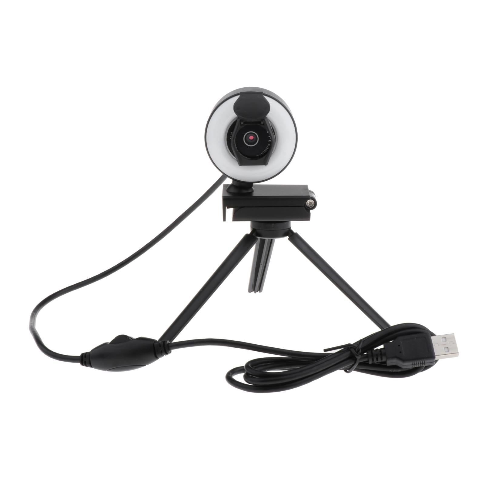 HD USB Webcam Video Record for PC Streaming with Microphone Ring Light 1080P