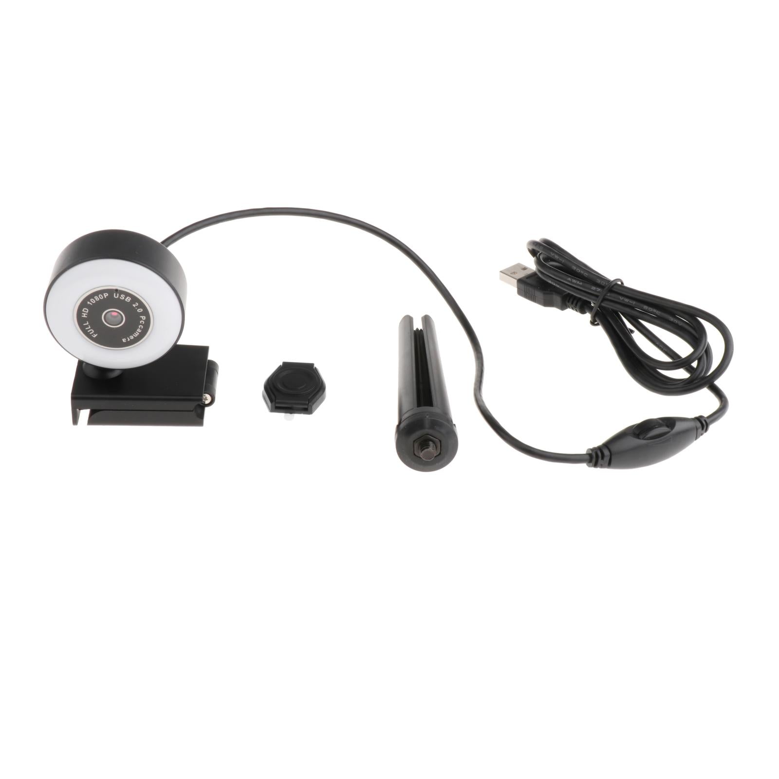 HD USB Webcam Video Record for PC Streaming with Microphone Ring Light 1080P