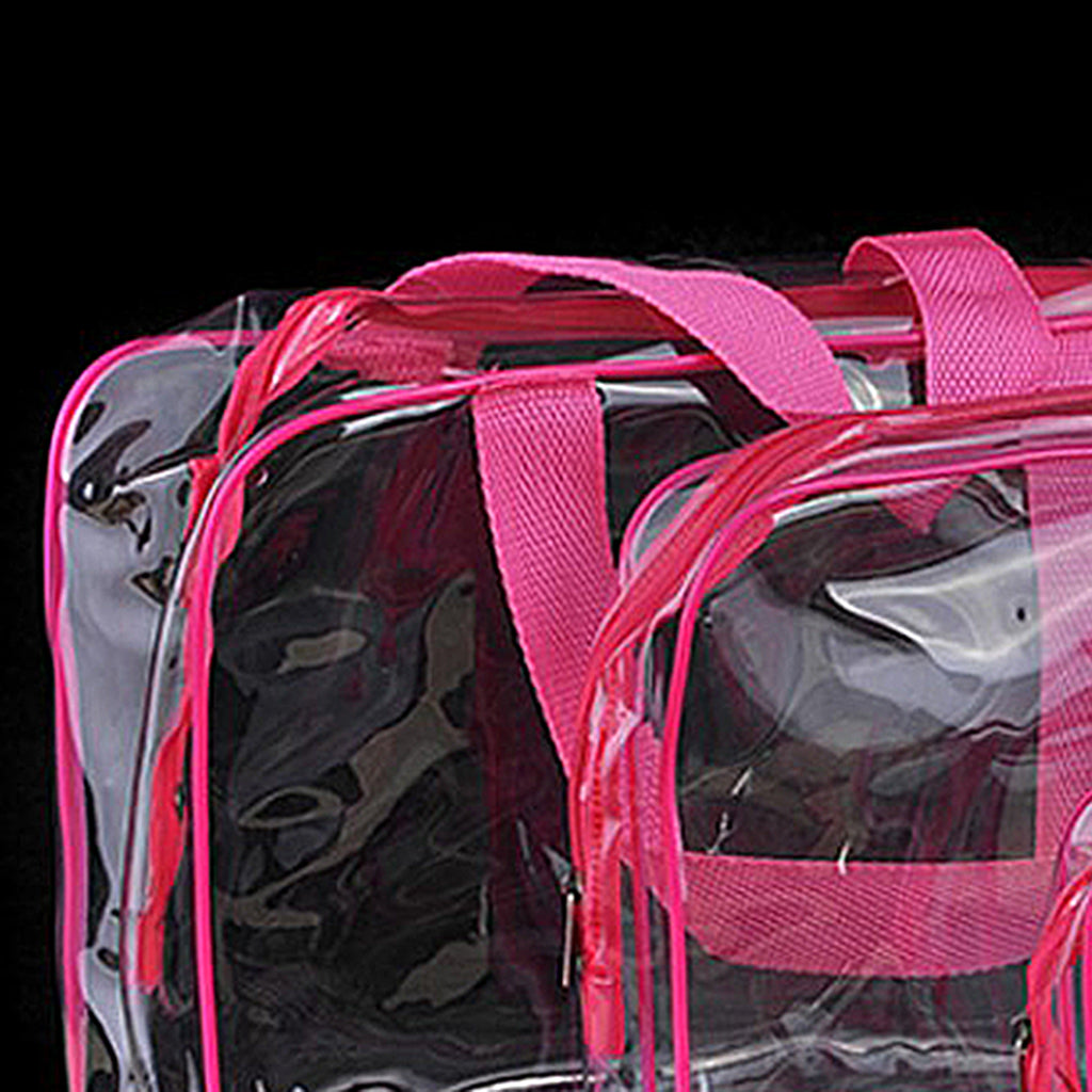 3 Pcs Waterproof Transparent Cosmetic Bags Storage Pouch Makeup Bag Rose Red