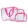 3 Pcs Waterproof Transparent Cosmetic Bags Storage Pouch Makeup Bag Rose Red