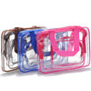 3 Pcs Waterproof Transparent Cosmetic Bags Storage Pouch Makeup Bag Blue