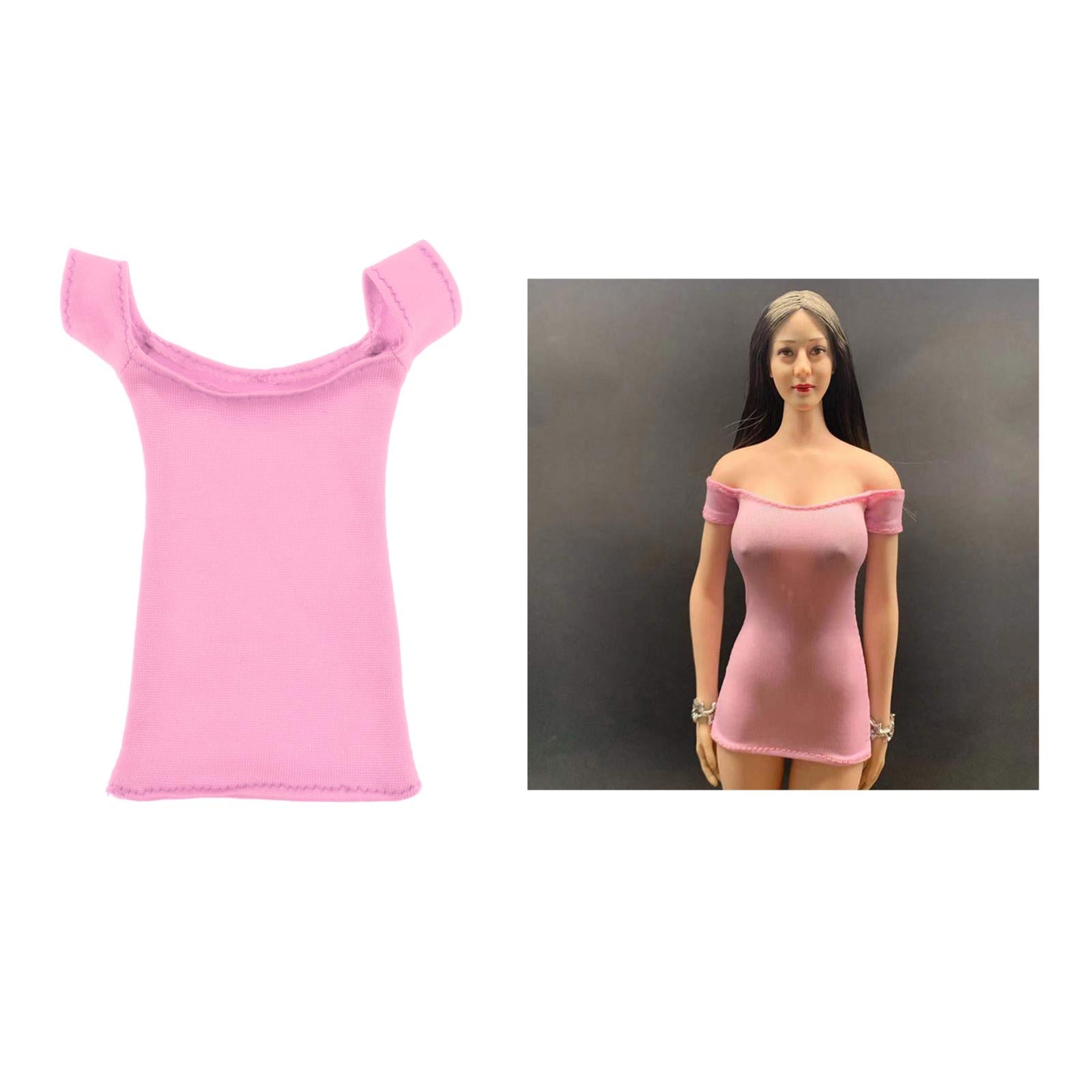 1/6 Female Clothes Tight Shirt Short Dress Fit 12 inch Figure Pink