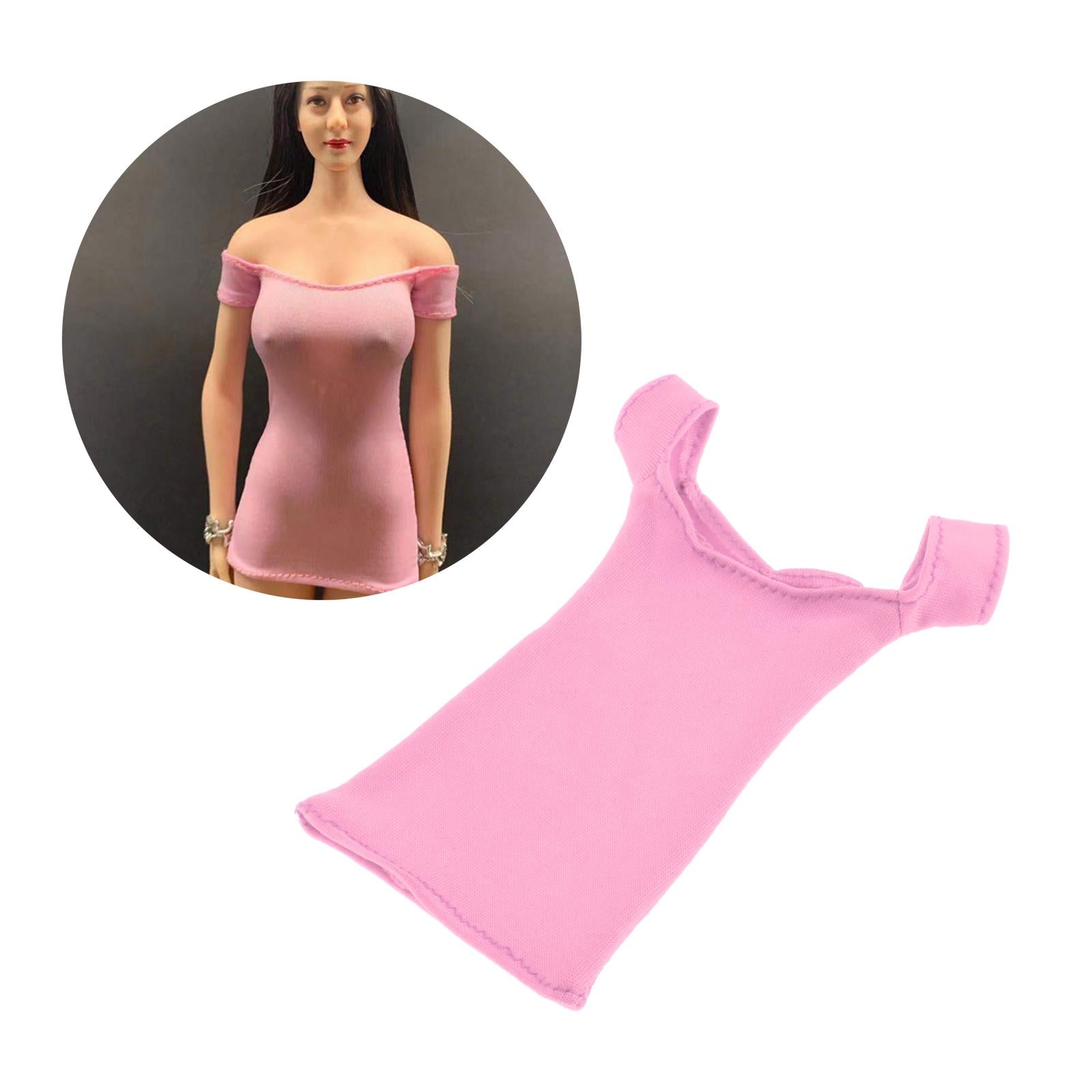 1/6 Female Clothes Tight Shirt Short Dress Fit 12 inch Figure Pink