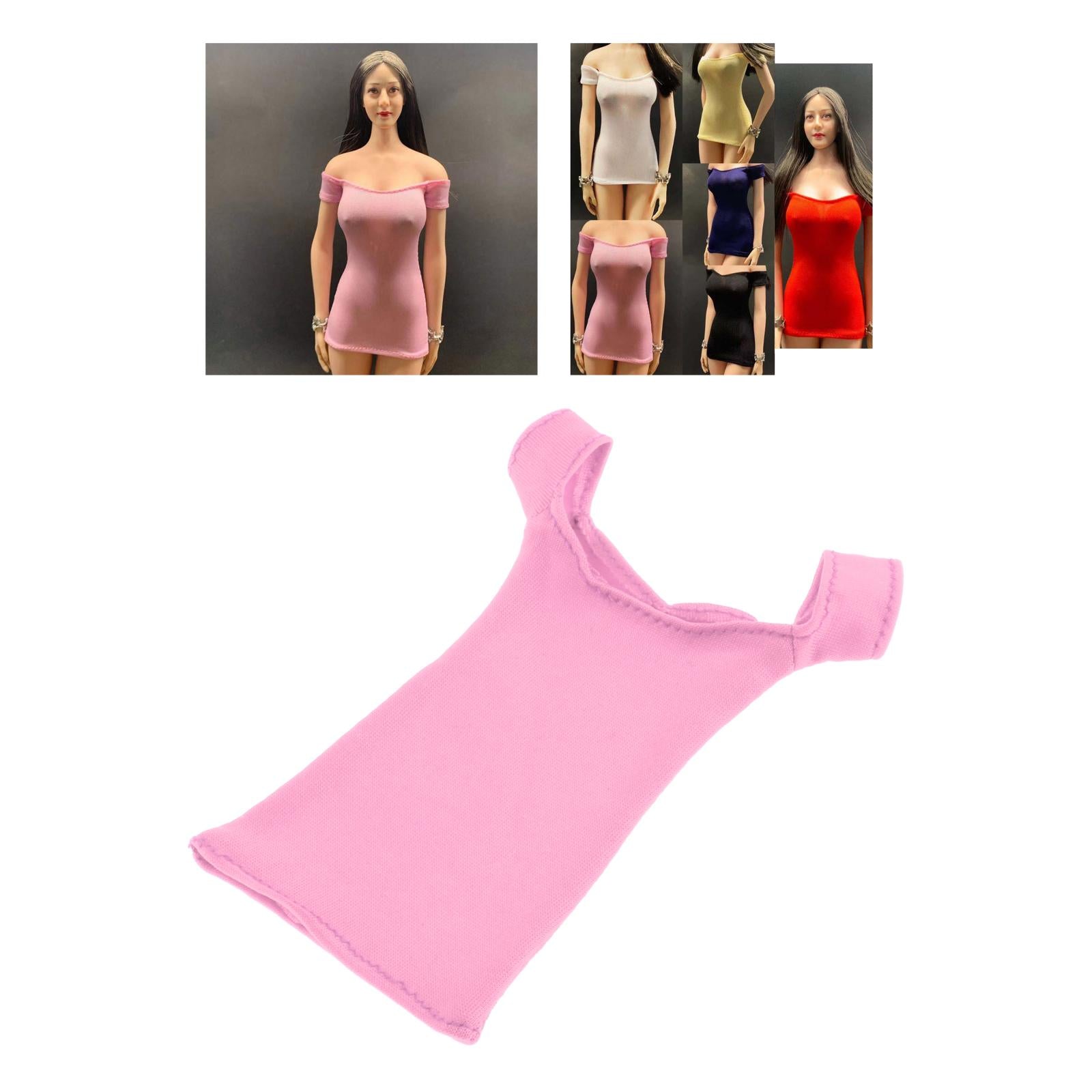 1/6 Female Clothes Tight Shirt Short Dress Fit 12 inch Figure Pink