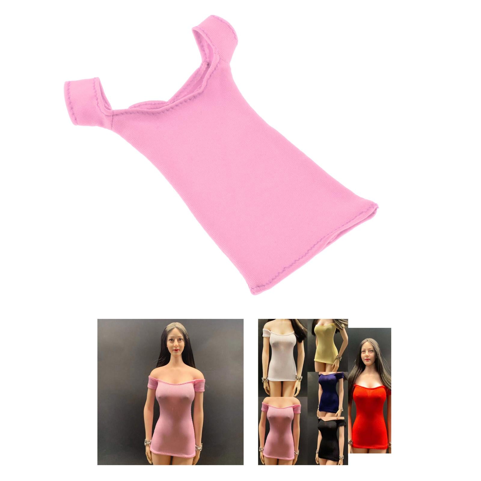 1/6 Female Clothes Tight Shirt Short Dress Fit 12 inch Figure Pink