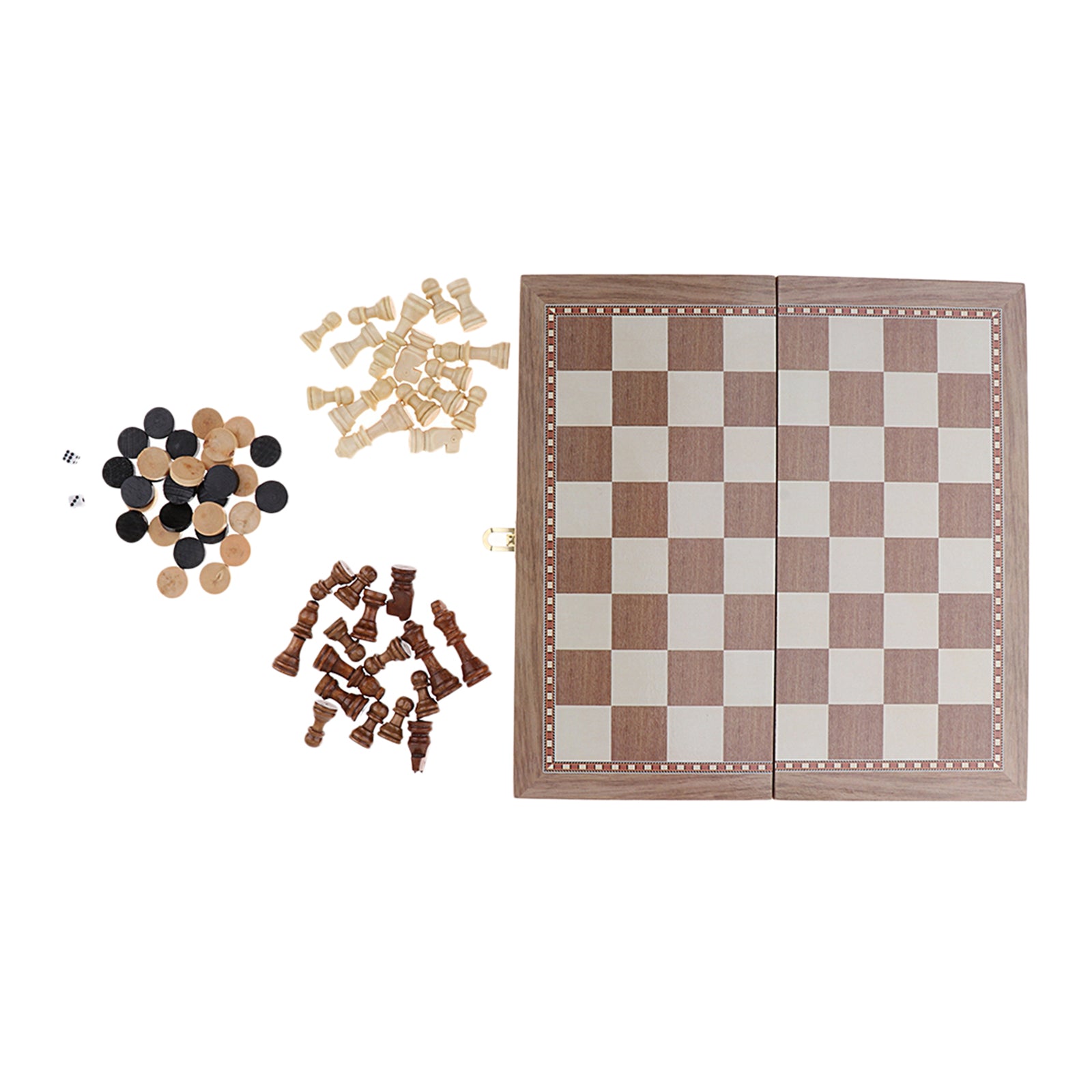 3-in-1 Wooden Folding Chess Board Game Travel Set for Kids Teens Adults Gift